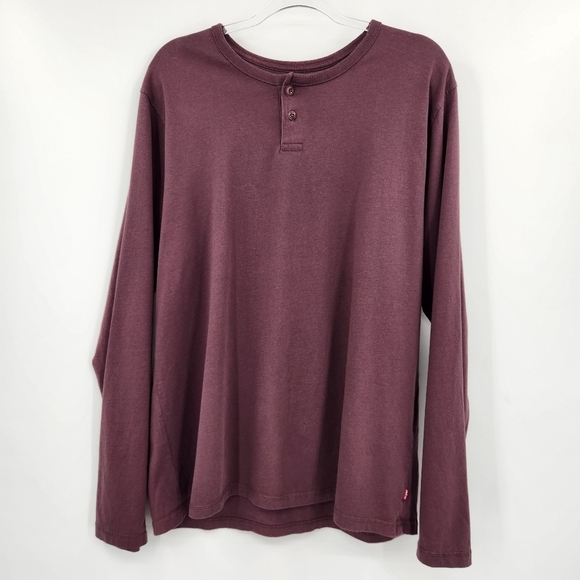 Levi's Other - Levis Mens Standard Henley T-shirt Size Large Huckleberry Red Long Sleeve